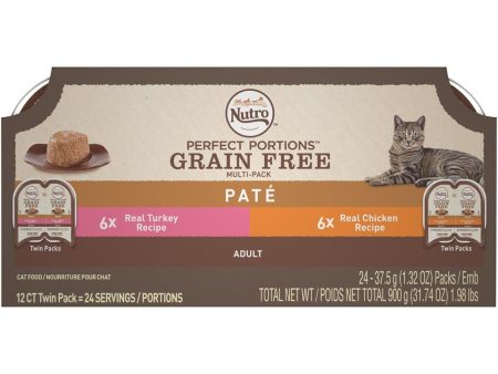 Nutro Perfect Portions Grain Free Turkey Pate and Chicken Pate Wet Cat Food Tray Variety Pack Supply