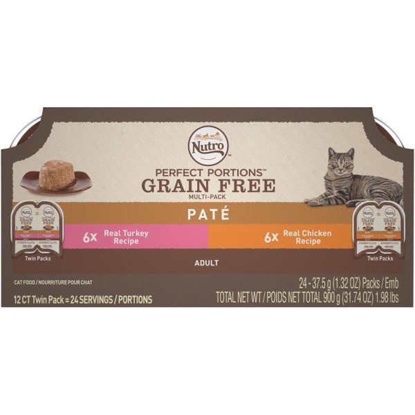 Nutro Perfect Portions Grain Free Turkey Pate and Chicken Pate Wet Cat Food Tray Variety Pack Supply