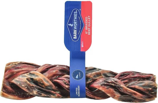 Barkworthies 6 Inch Braided Beef Gullet For Dogs Supply