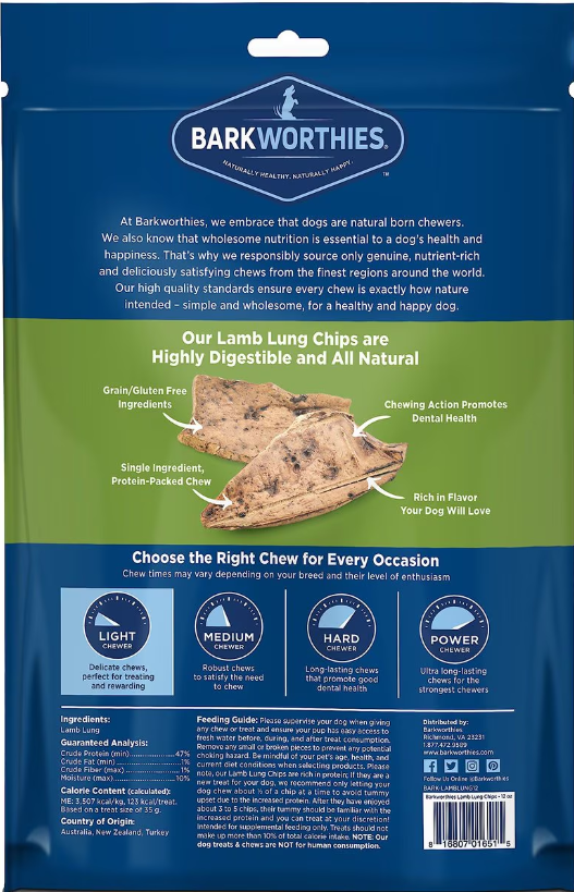 Barkworthies Lamb Lung Chips For Dogs Supply