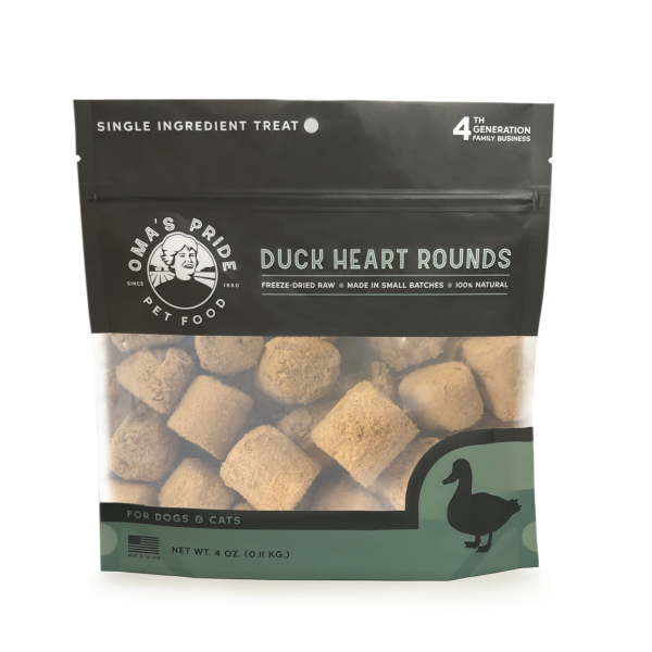 Oma s Pride Freeze-Dried Duck Heart Rounds for Dogs and Cats Fashion