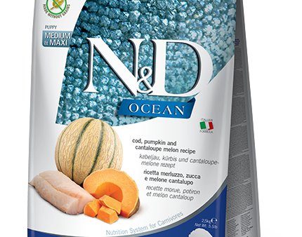 Farmina Natural & Delicious Ocean Cod, Pumpkin and Cantaloupe Medium & Maxi Puppy Food Supply