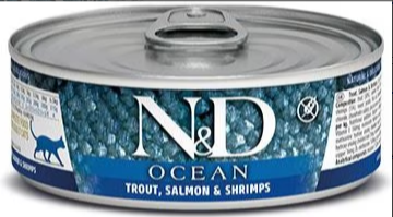 Farmina Natural & Delicious Ocean Trout, Salmon and Shrimp Canned Adult Cat Food For Cheap